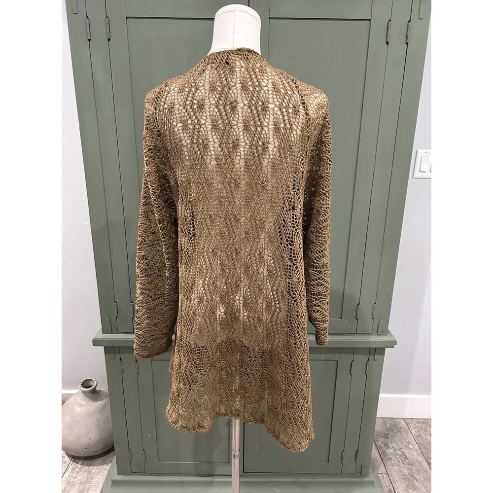 Y2K‎ Brown Open Knit Crochet Cardigan Top Size XXL Boho Fairy Coachella Festival